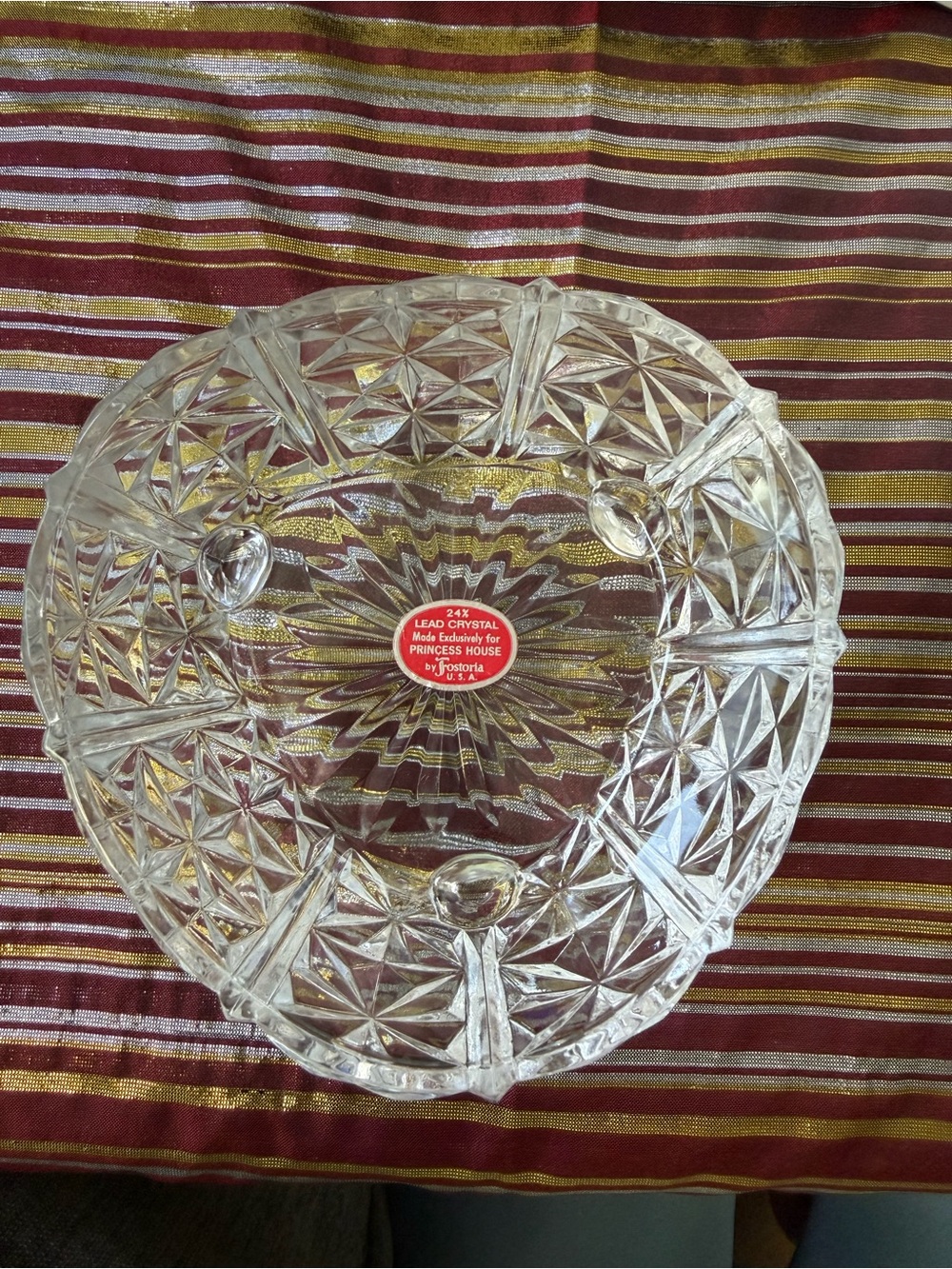 Princess House Clear Crystal Cut-Glass Serving Bowl